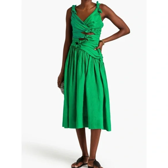 ワンピース ZIMMERMANN Women Dresses 1408DF242BOGR Green Zimmermann | Dresses | Zimmermann Cutout Knotted Linen Midi